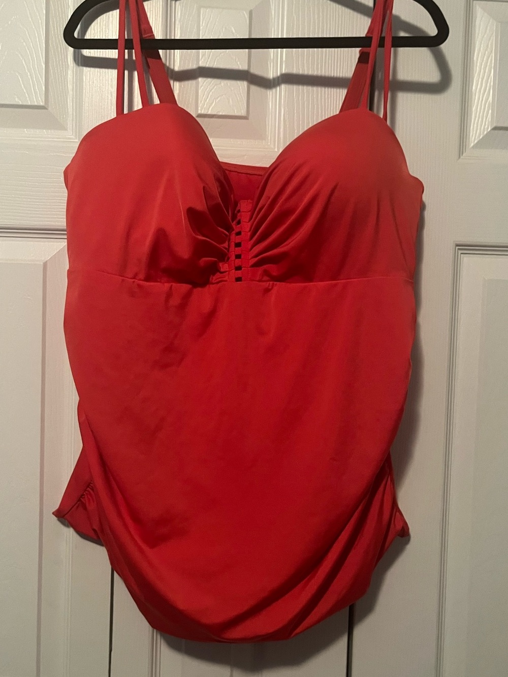 Red Women's Tankini Top - Classic Ruched Swim Tank